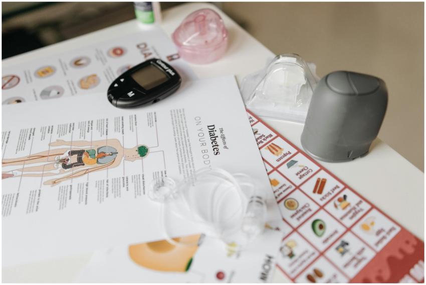 A comprehensive flat lay of diabetes management to