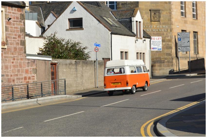 Vintage Orange Camper Van