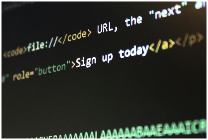 Detailed view of HTML and CSS code on a computer s