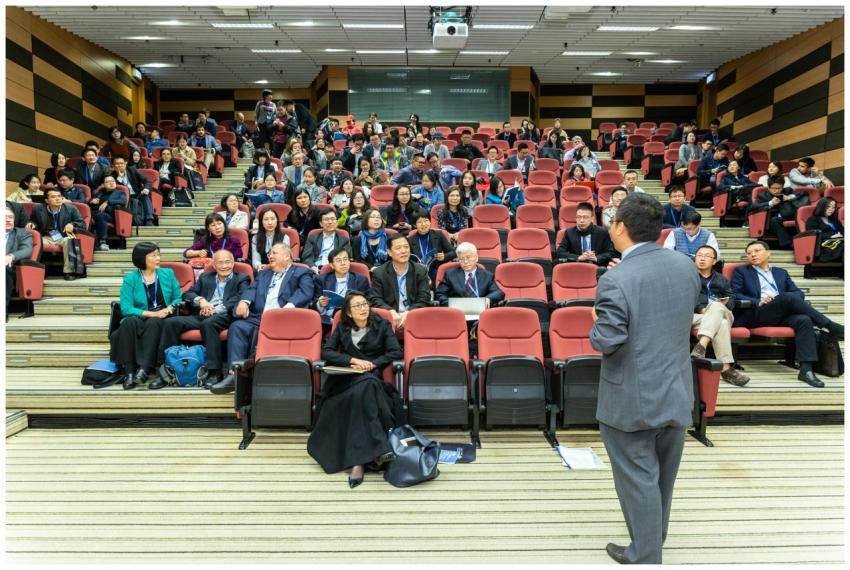 Professional setting of a business conference with