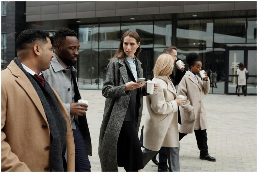 A group of diverse business professionals enjoying