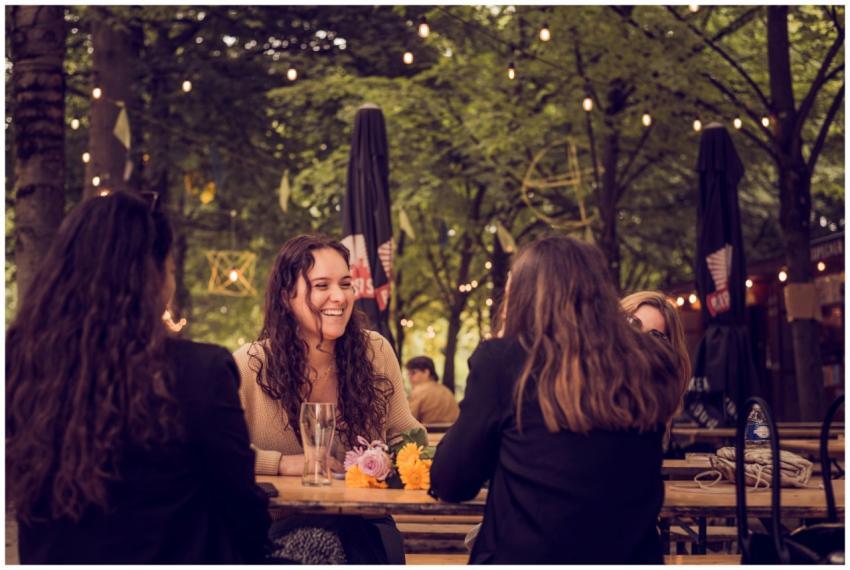 Group of women enjoying conversation at an outdoor