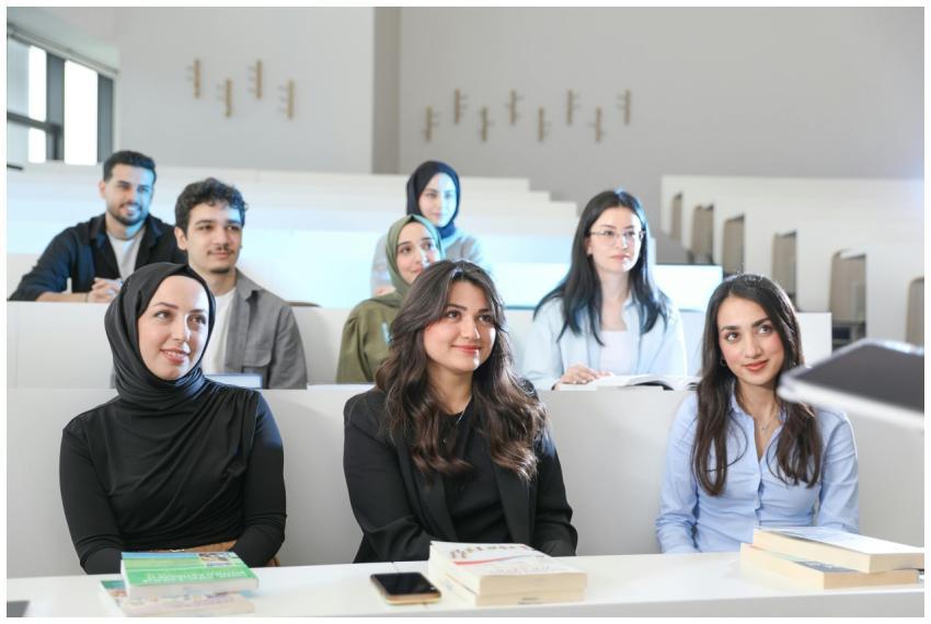 Group of diverse students in a university classroo