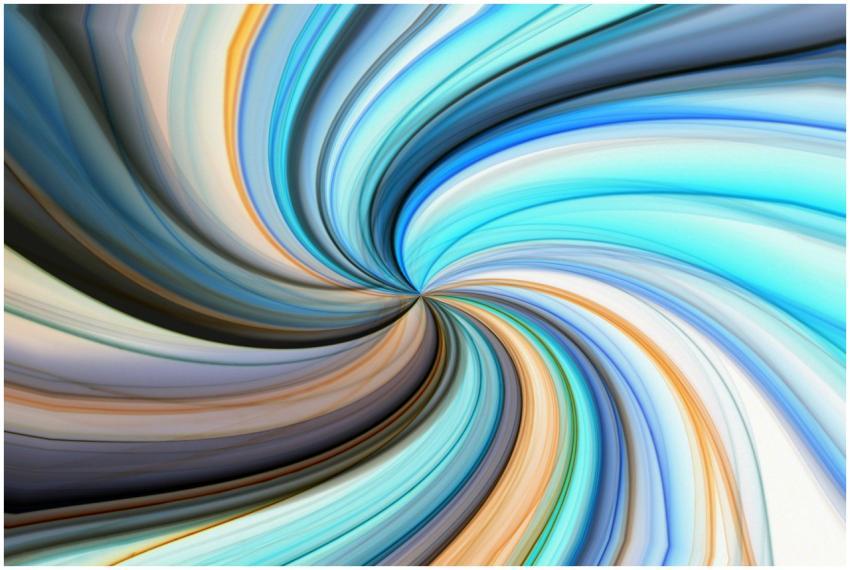 Vibrant abstract swirl of blue and orange hues cre