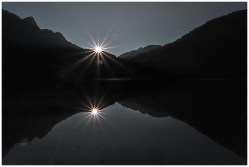Captivating silhouette of mountains at sunset with