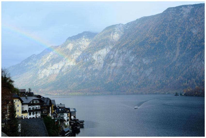 Scenic Hallstatt Lake Rainbow
