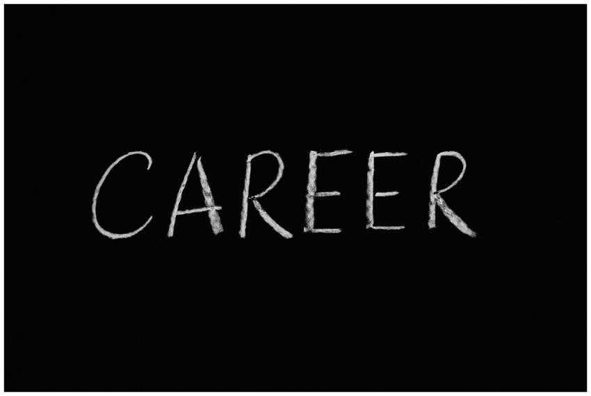 Chalk writing of 'Career' on a blackboard, symboli