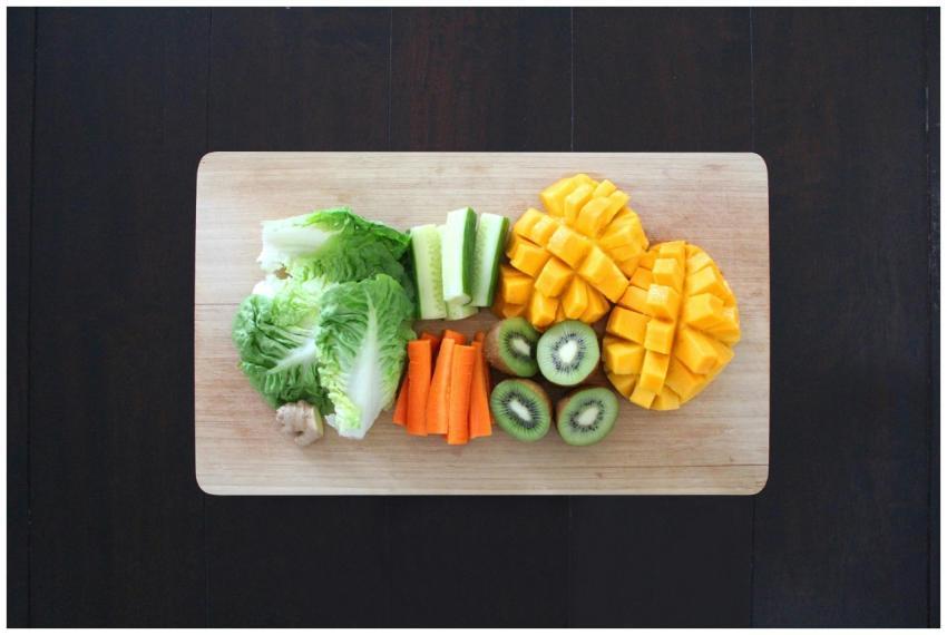 Fresh fruits and vegetables prepared for healthy s