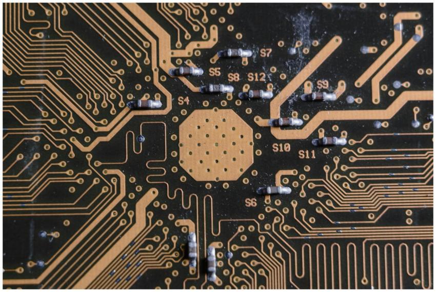 Detailed image of a printed circuit board highligh