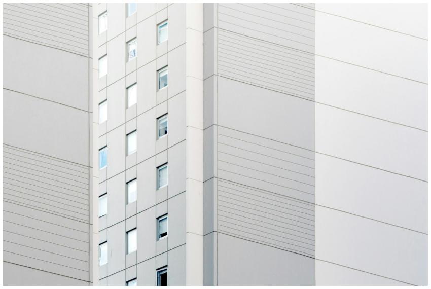 Contemporary building facade showcasing minimalist