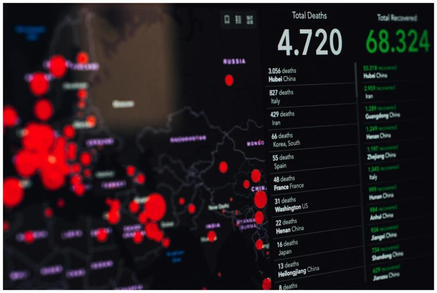 Digital visualization of COVID-19 statistics showi