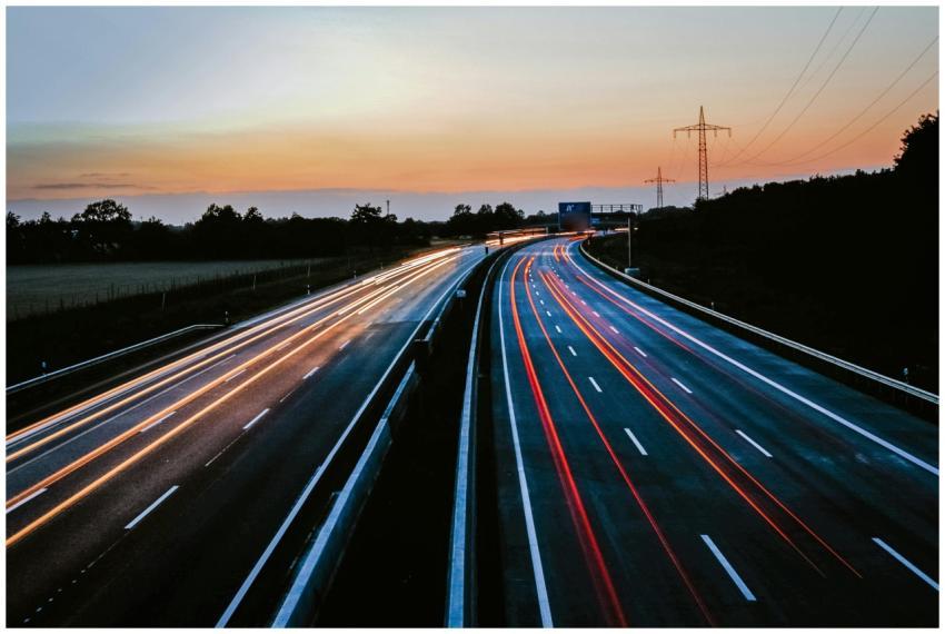 Stunning long exposure of light trails on a highwa