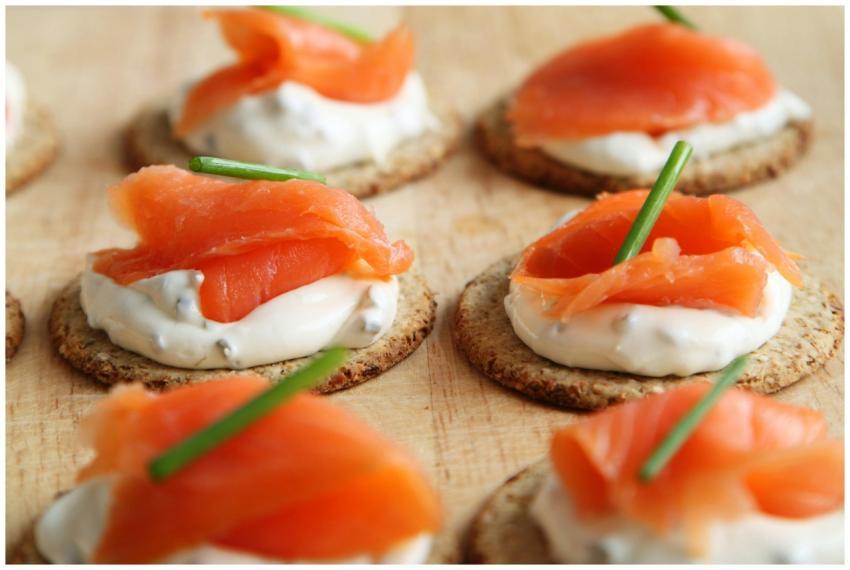 Perfectly crafted salmon and cream cheese canapes