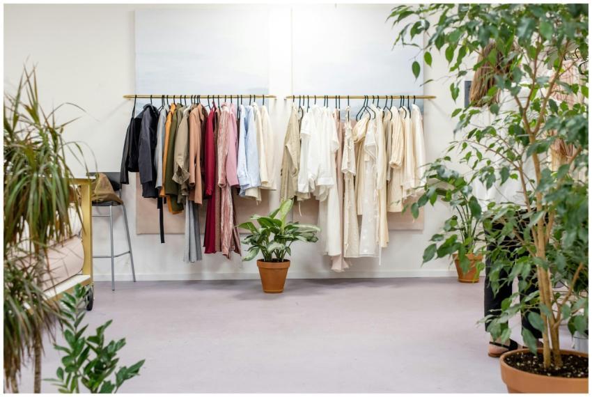 Chic fashion boutique showcasing vibrant clothing