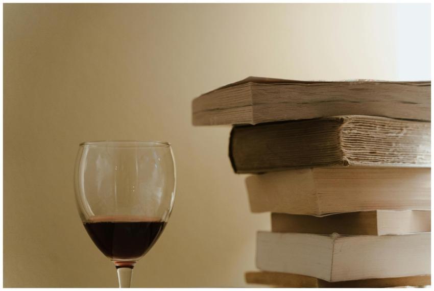 A serene still life photo featuring a stack of boo