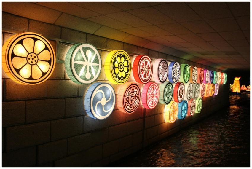 Colorful lanterns beautifully illuminated at night