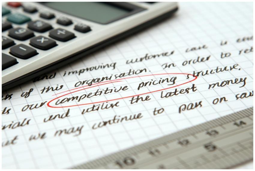 Focused image of handwritten business notes with c