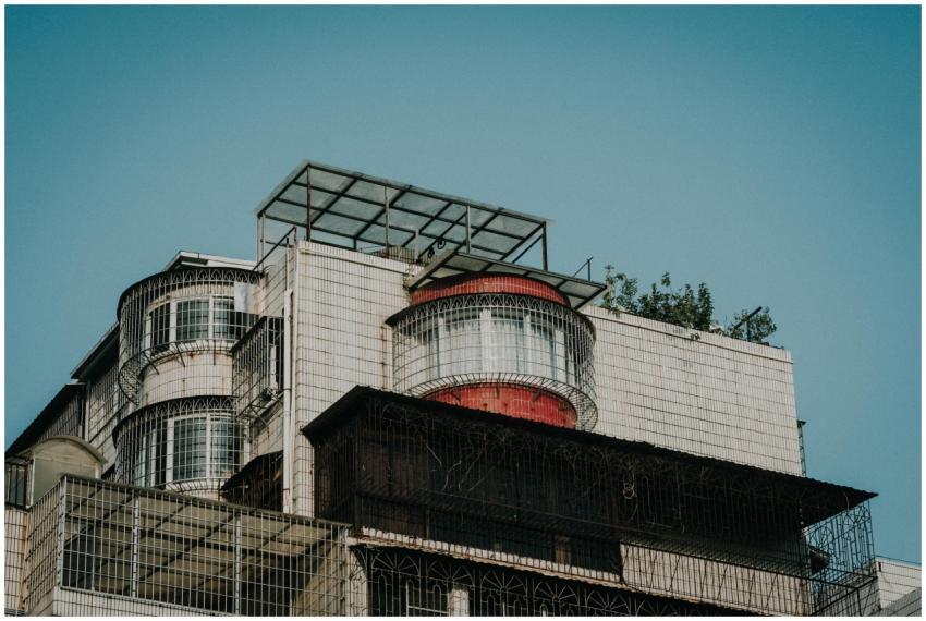 Unique architectural design of a residential build