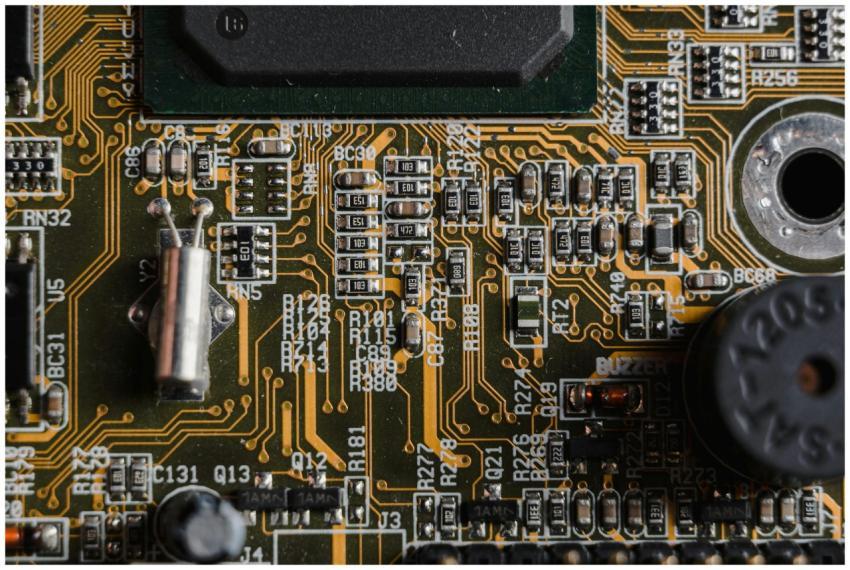 Detailed close-up of a circuit board showing vario