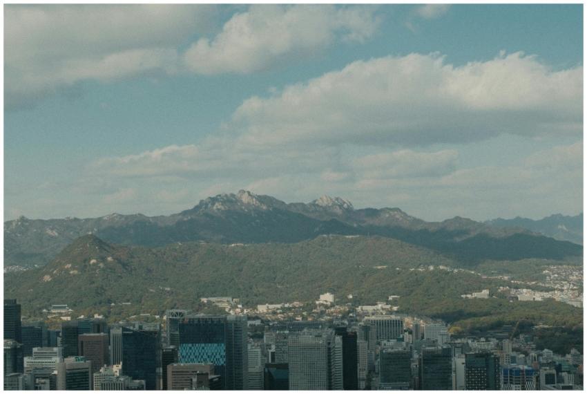Skyscrapers Seoul Mountain Backdrop