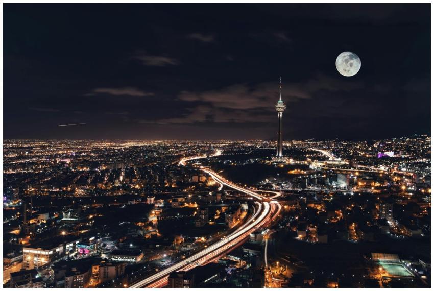 Captivating night view of Tehran's skyline featuri