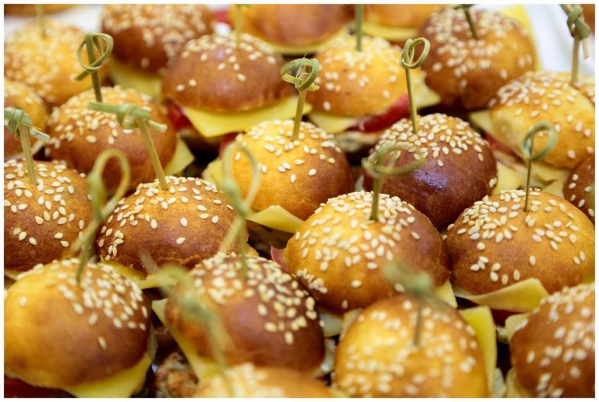 A close-up view of savory mini cheeseburger slider