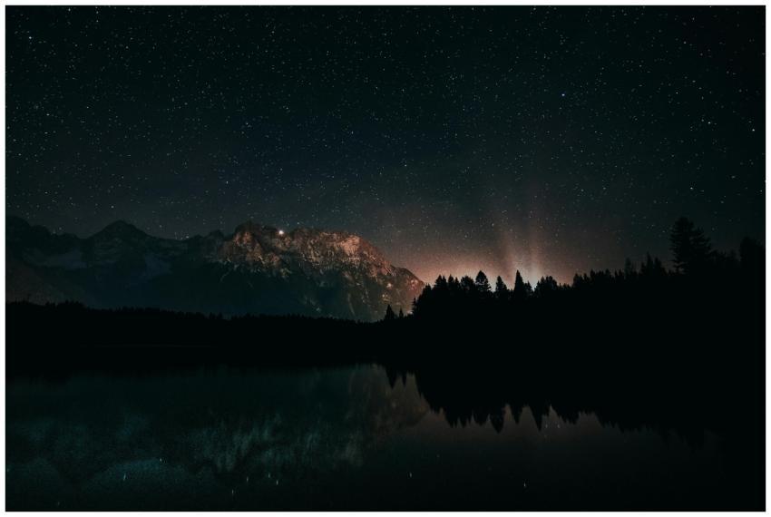 Beautiful starry night with mountains and forest r