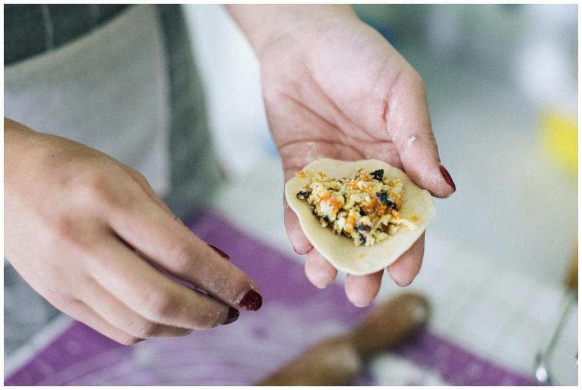 A detailed view of the process of preparing homema