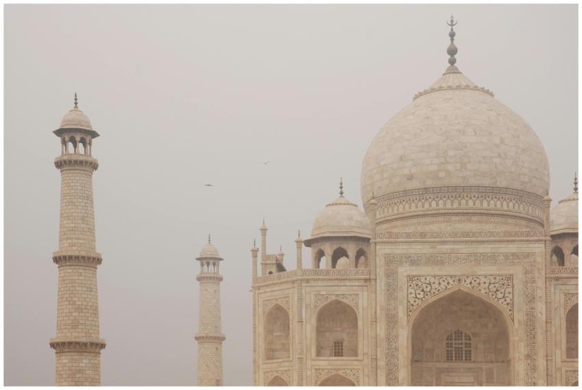 Beautiful view of the Taj Mahal's minarets and dom