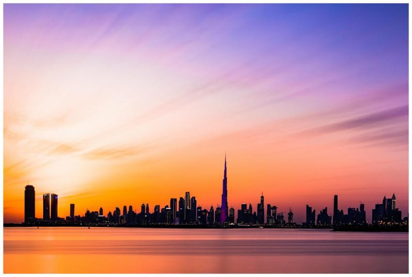 Beautiful view of the Dubai skyline featuring Burj