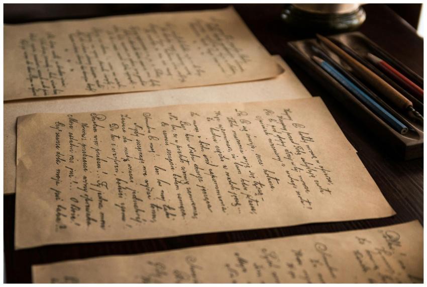 Authentic vintage handwritten letters on a rustic