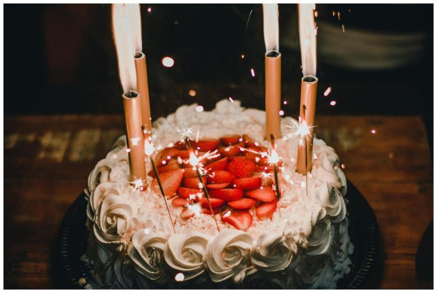 Celebrate with a festive strawberry-topped birthda