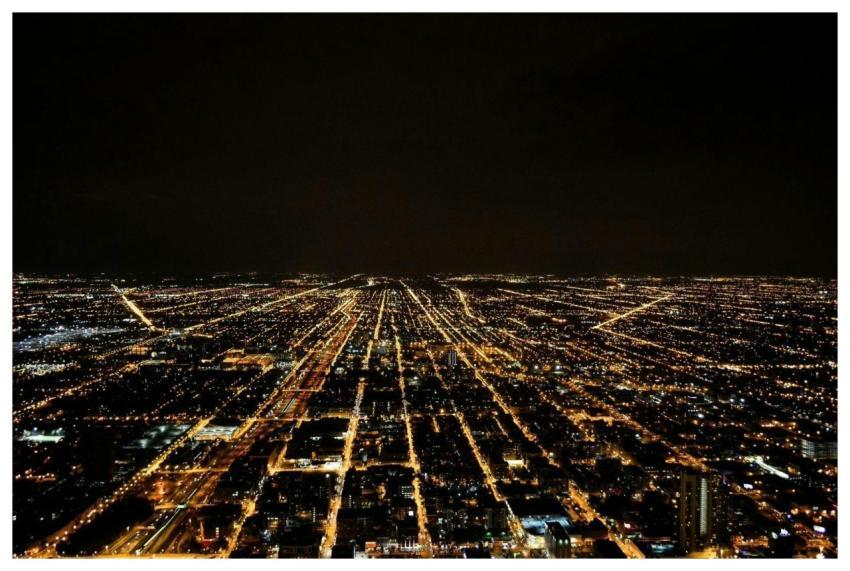 A breathtaking aerial view of a sprawling city ill