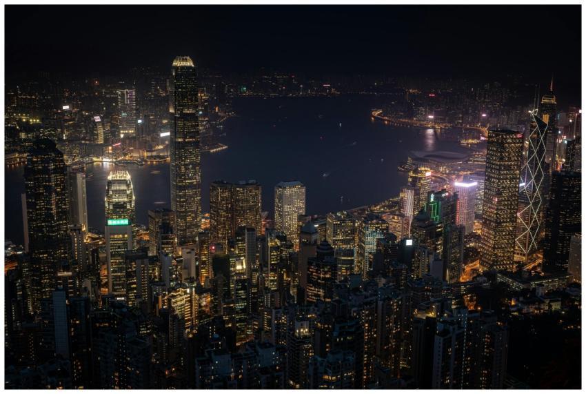 Stunning aerial view of Hong Kong's illuminated sk