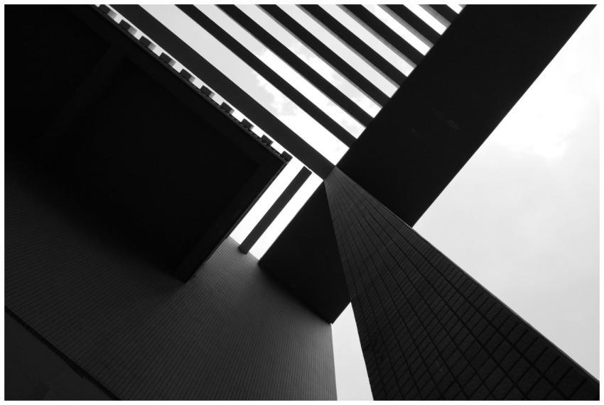 Black and white abstract view of modern architectu