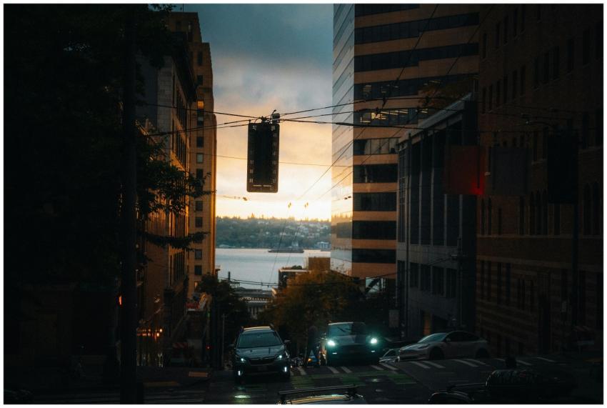 Sunset Urban Street Seattle