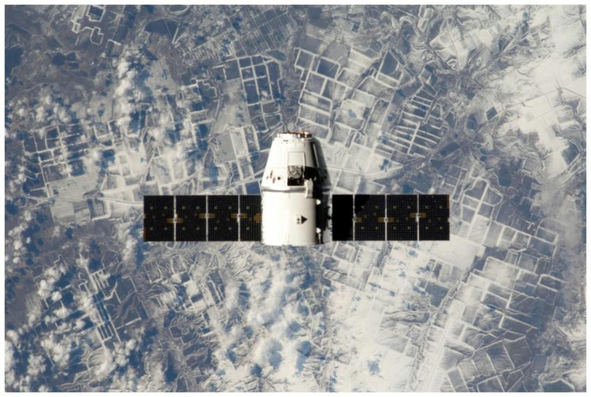 High-resolution image of a satellite orbiting Eart