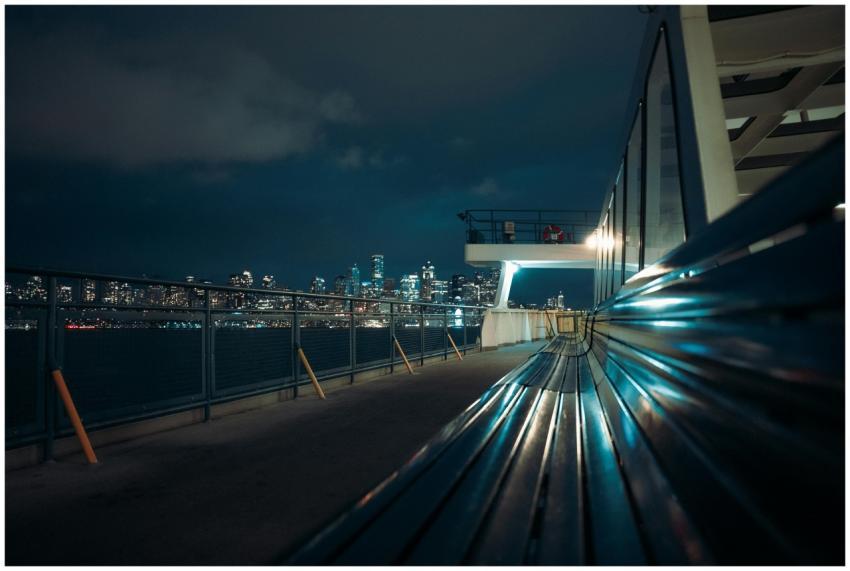 Seattle Night Skyline Ferry