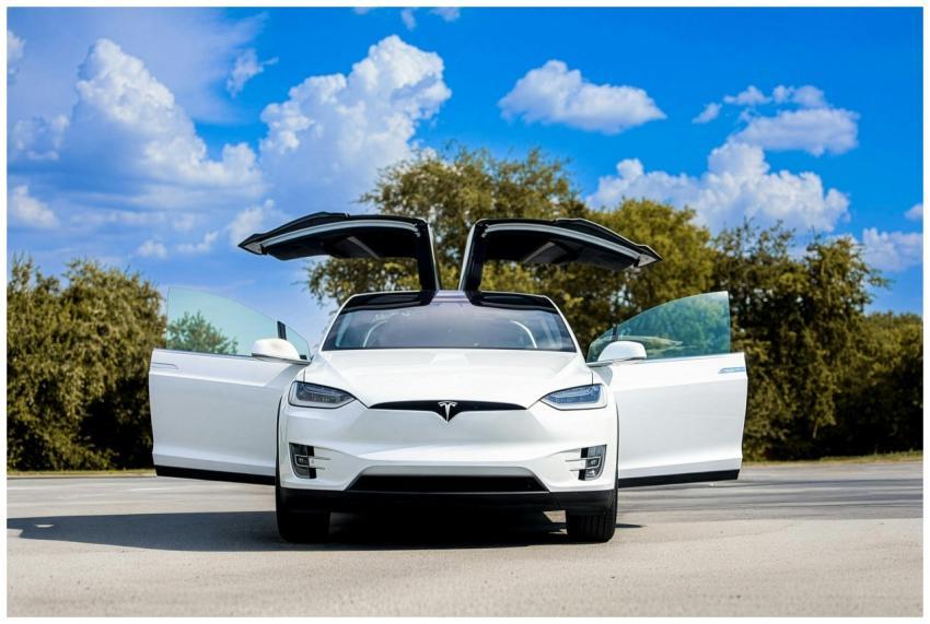 White Electric Car Open