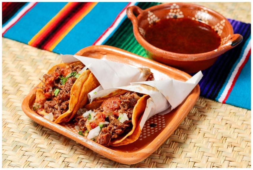 Delicious Mexican tacos filled with savory meat, s