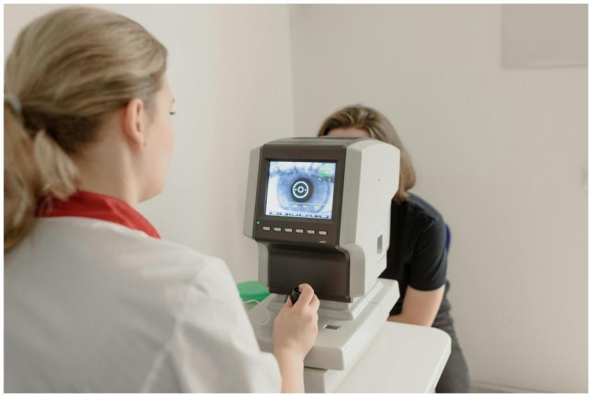 Professional eye examination using advanced equipm
