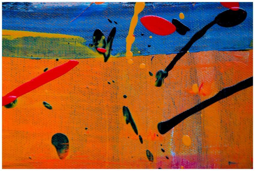 Colorful abstract painting with bold strokes and v