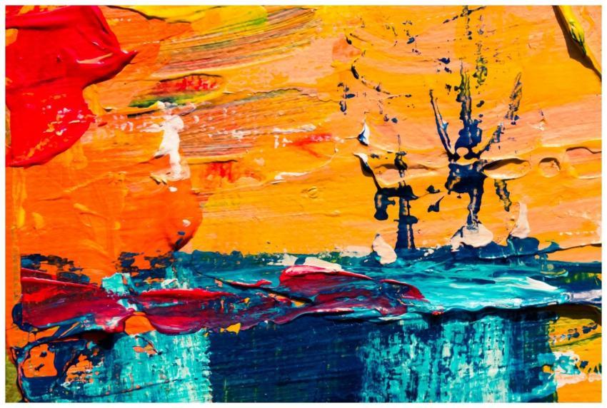 A vivid abstract painting with thick brush strokes
