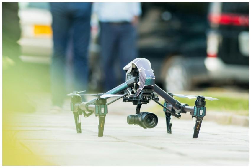 A high-tech drone on the street in Dar es Salaam,