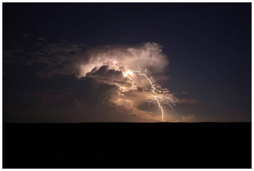 A powerful lightning storm illuminates the night s