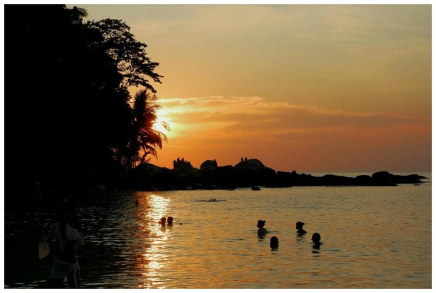 Serene Beach Sunset Silhouetted