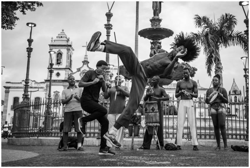 Energetic capoeira dancers showcase their skills i