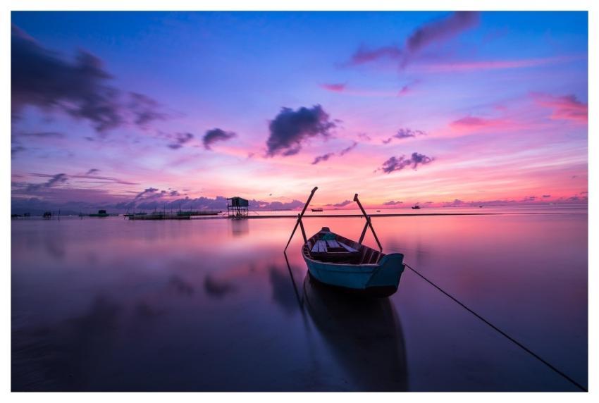 Sunrise Boat Rowing Boat Nobody