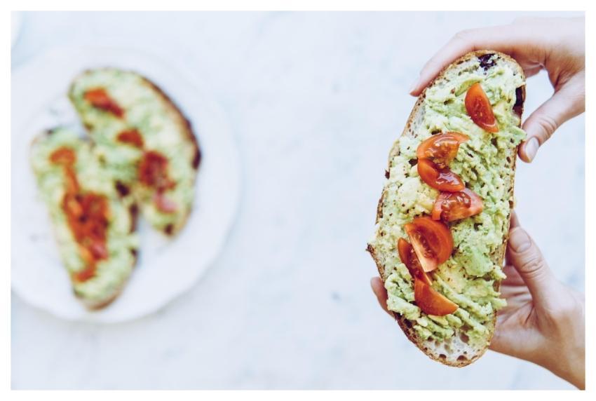 Avocado Toast Flatlay Hand Morning