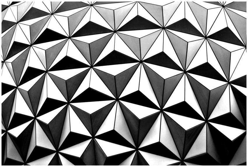 Intricate black and white geometric pattern with t